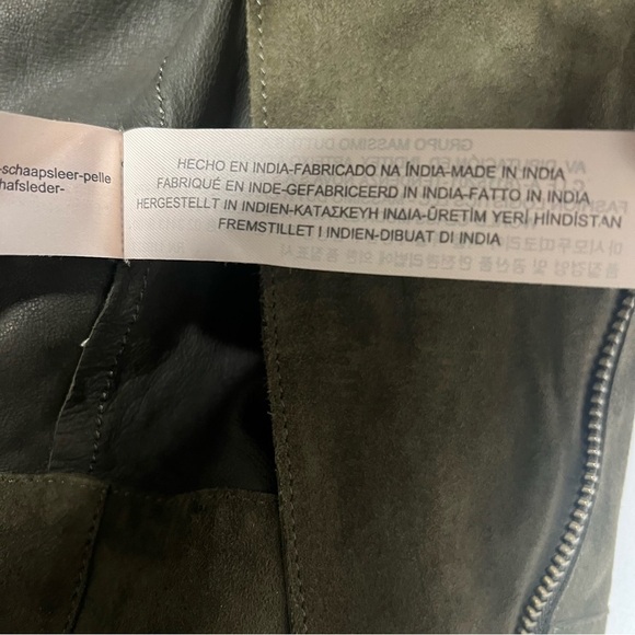 Massimo Dutti Women’s Size Small Olive 100% Sheep Leather Super Soft Suede EUC - Picture 15 of 16